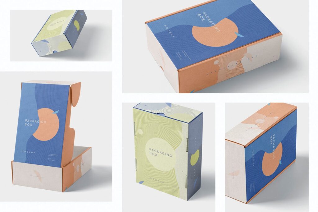 矩形包装礼品盒实物模型样机素材下载5 Rectangular Packaging Box Mockups插图1