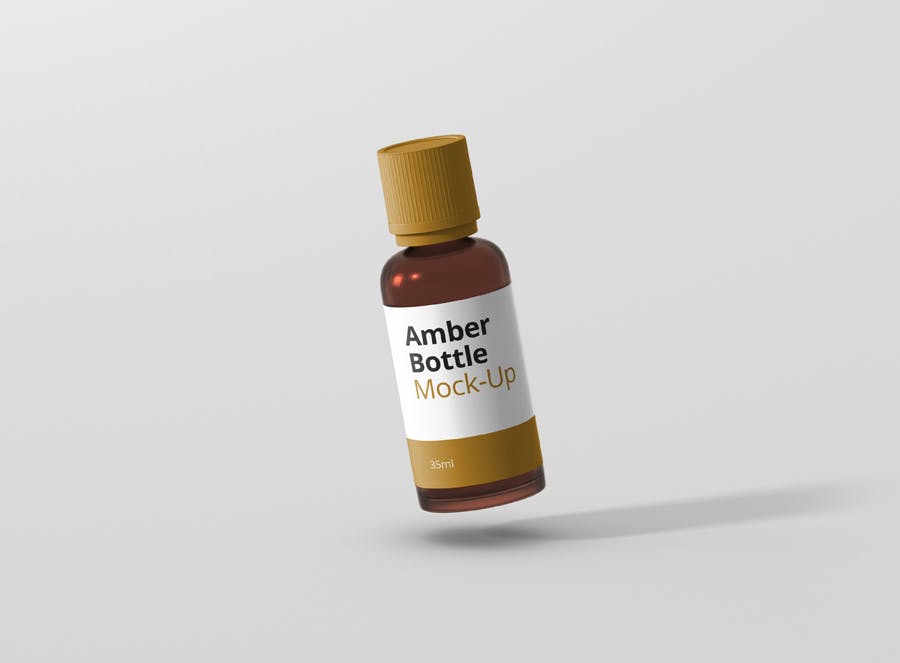 6个高品质琥珀药品瓶模型样机Amber Bottle Mockup插图1