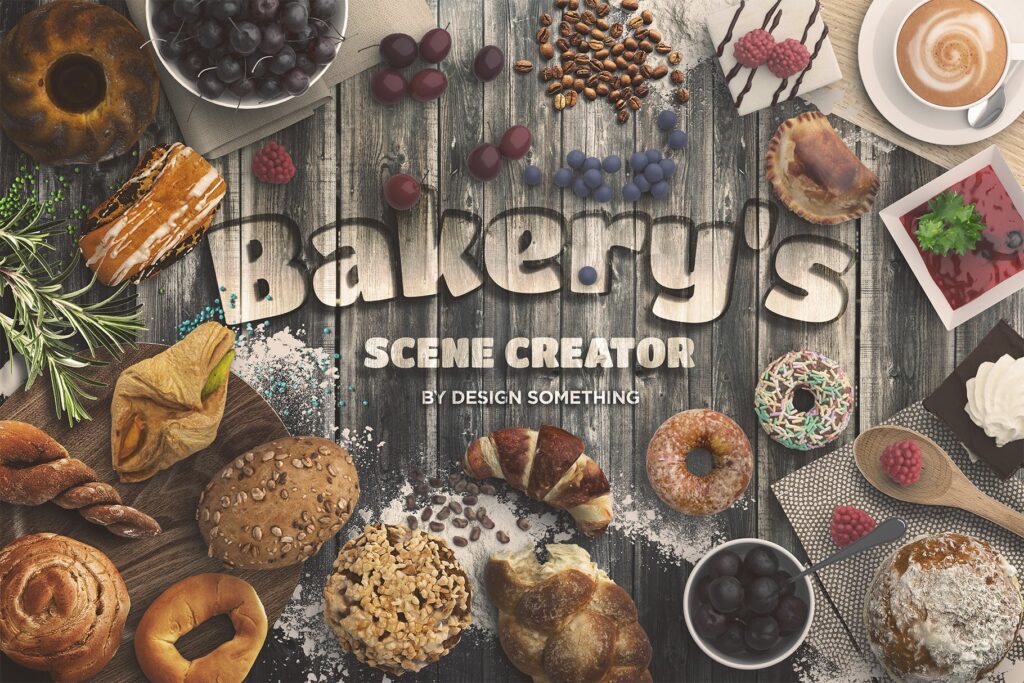 面包烘焙场景样机模型效果图Bakery Scene Creator Top View