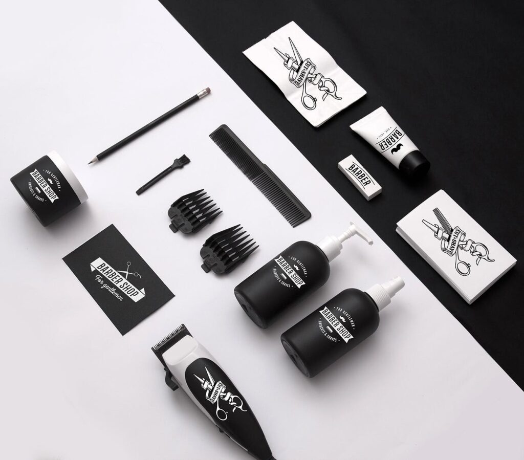 美容美发行业企业品牌VI模型样机下载Barber Shop Identity Brand插图1