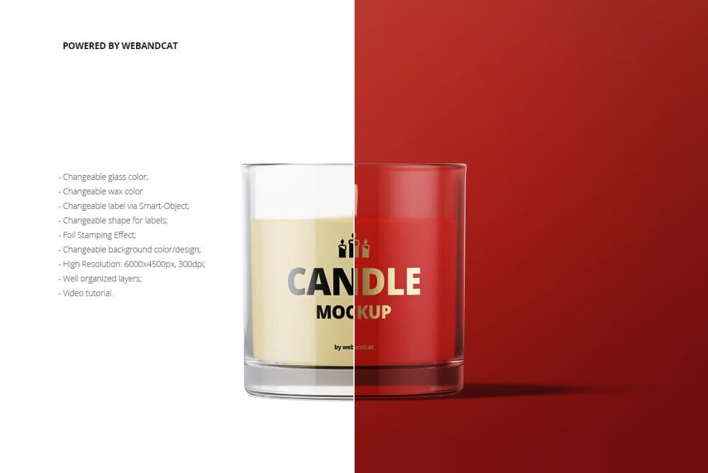 5个高质量蜡烛玻璃模型样机展示效果图Candle in Glass Mockup插图1