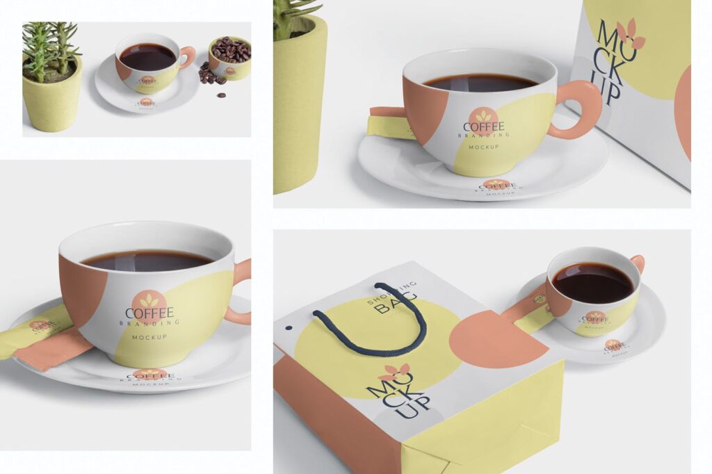 咖啡品牌手提包装袋模型样机素材下载Coffee Branding Mockups 4LYFZ7U插图1