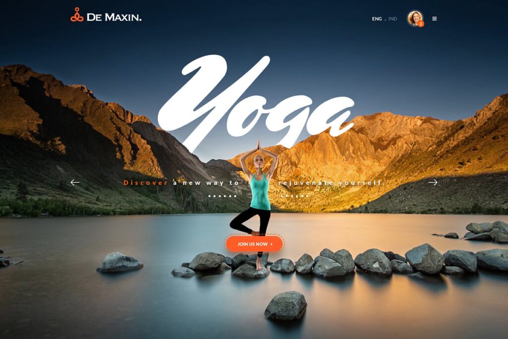 优雅简约大气瑜伽健身行业网站素材模版De Maxin Yoga PSD Template插图1
