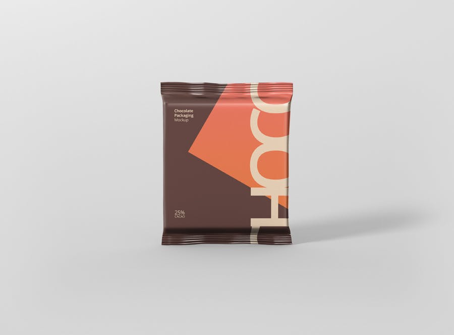 真空巧克力包装模型样机素材下载Foil Chocolate Packaging Mockup Square Size插图1