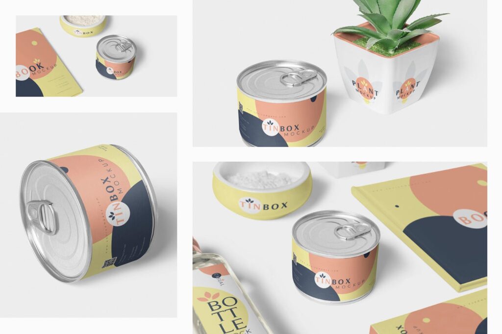 真空食品锡包装模型样机效果图下载Food Tin Packaging Mockups插图1