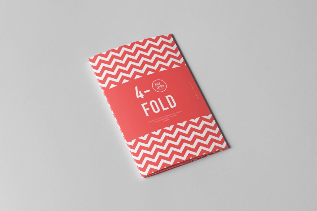 企业宽版四折页/产品小册子模型样机素材下载Four Fold Half Letter Brochure Mock up插图1