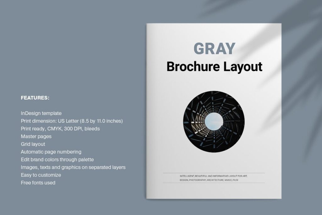 黑白经典艺术摄影画册杂志模板Gray Brochure插图1