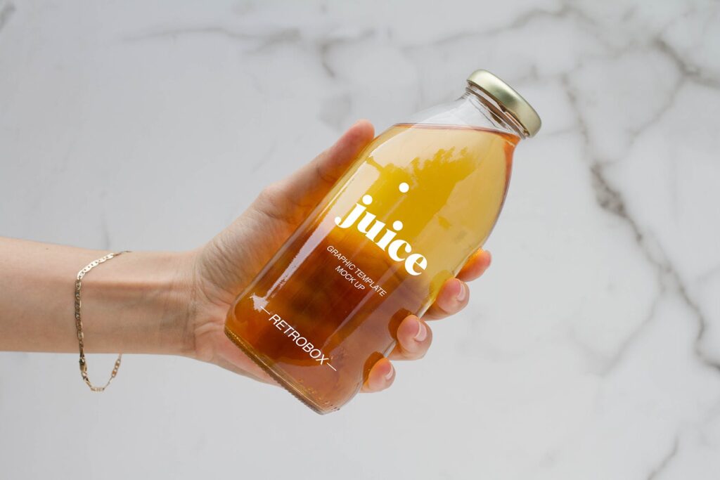 果汁玻璃瓶效果样机模型下载Juice Bottle Mock Up插图1