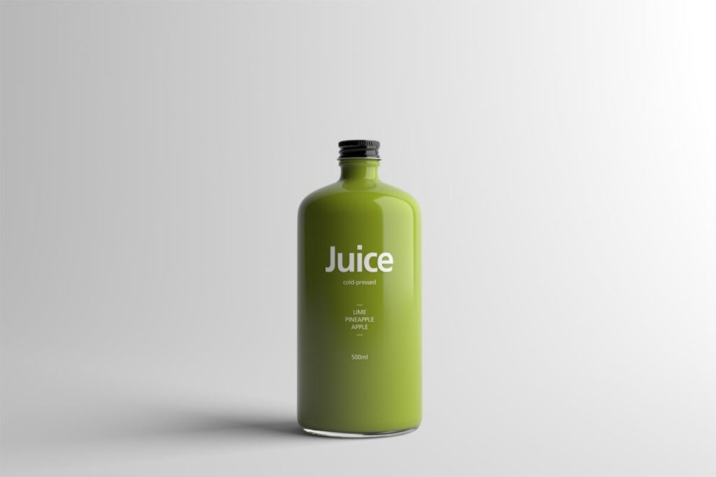 果蔬料理包装玻璃瓶样机素材模板素材下载Juice Bottle Packaging MockUp THQZA4插图1