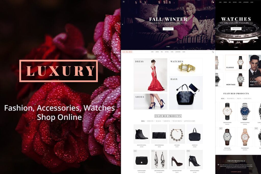 奢侈品电子商务网站模板素材LUXURY Fashion eCommerce and Blog Templates