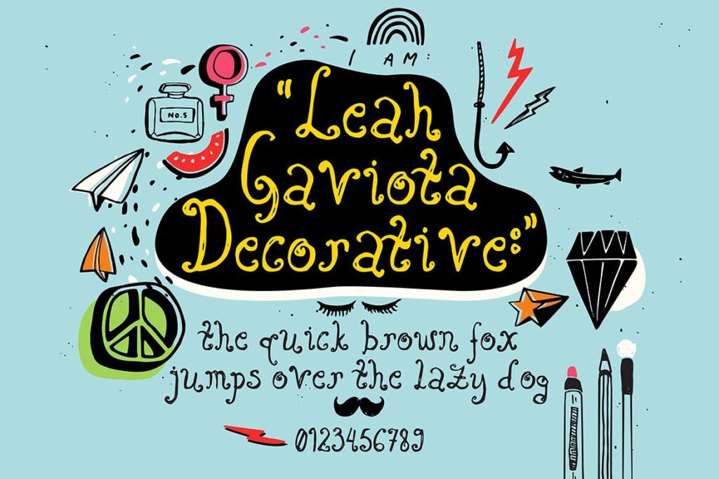 卡通手绘涂鸦字体/贺卡标题英文字体下载Leah Gaviota插图1