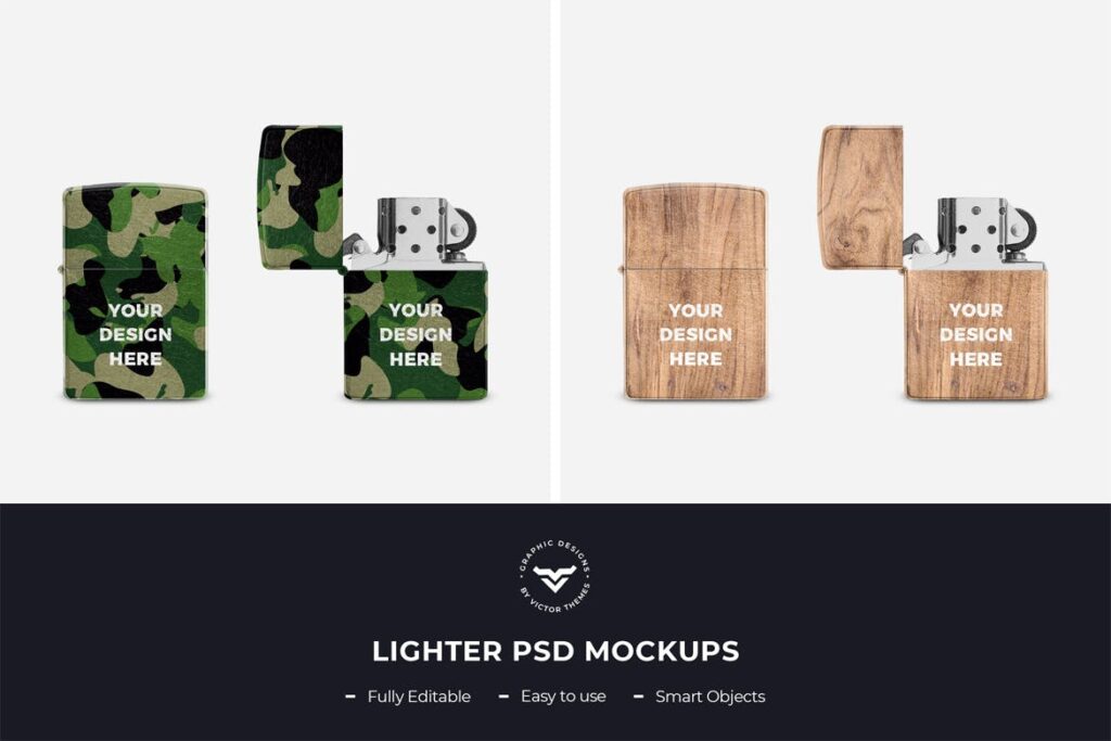 军绿滑轮打火机模型样机Lighter PSD Mockup插图1
