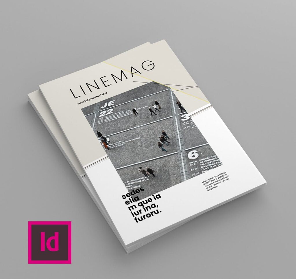 时尚创意版式多用途画册杂志模版Linemag Magazine Template插图1