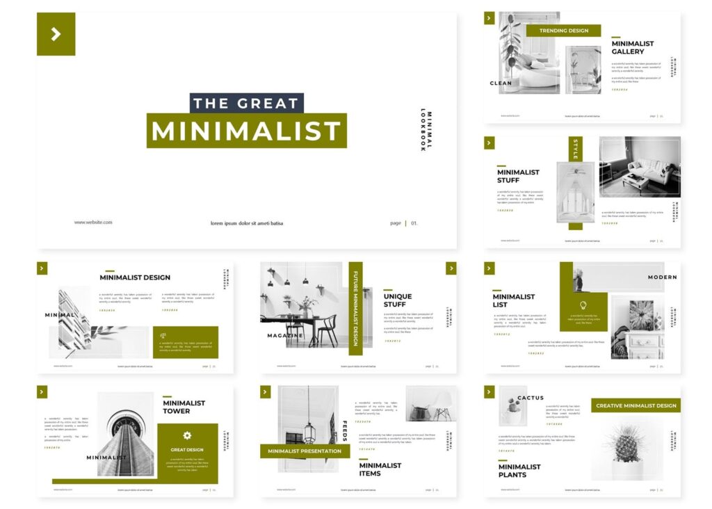 极简主义设计家居行业产品演示PPT幻灯片模板素材Minimalist Powerpoint Template插图1