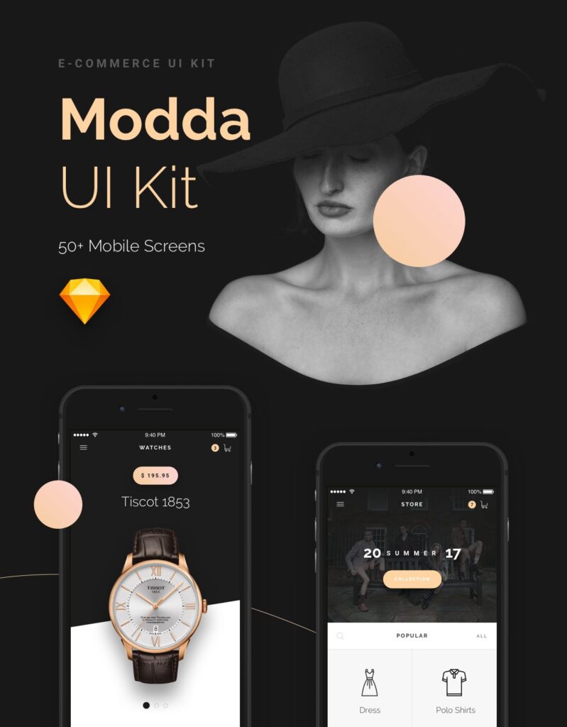 高端奢华电商购物应用程序素材模版Modda E Commerce Mobile UI Kit插图1