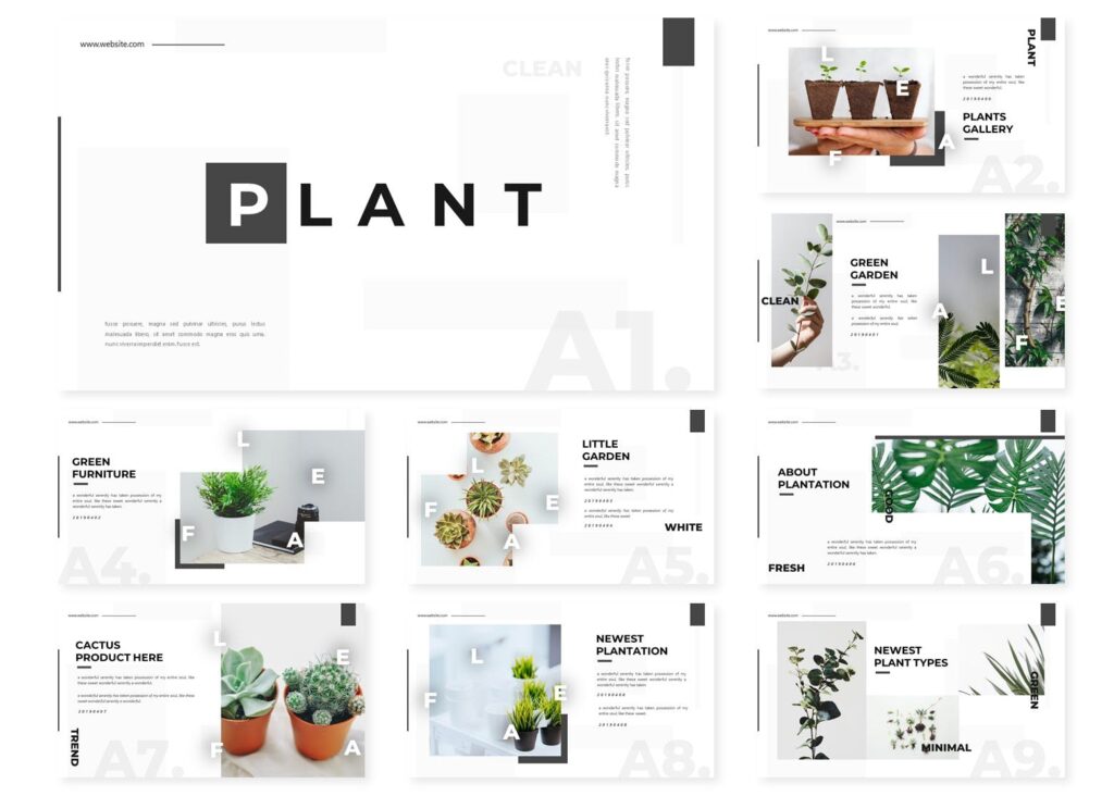 现代绿色植物主题演讲ppt幻灯片模板plant Google Slides Template 设计口袋