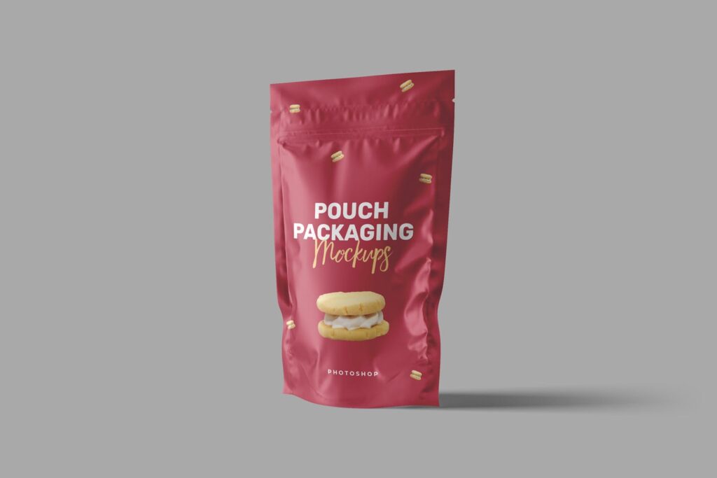 4个食品袋包装样机模型效果图下载Pouch Packaging Mockups插图1