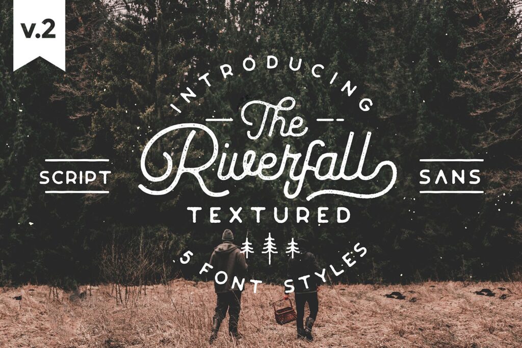 标志字体组合无衬线英文手写字体下载Riverfall Semi Rounded Textured Typeface插图1