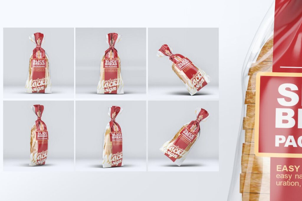 切片面包食品包装模型样机素材效果图Slice Bread Packaging MockUp插图1