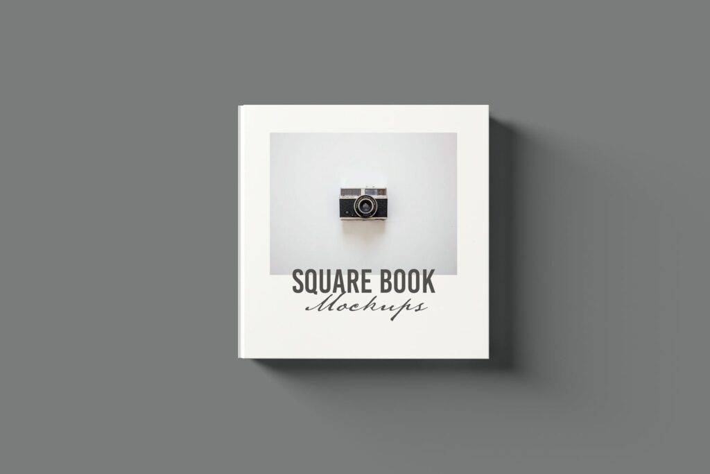 4个横版精装文艺书籍模型样机Square Book Mockups插图1