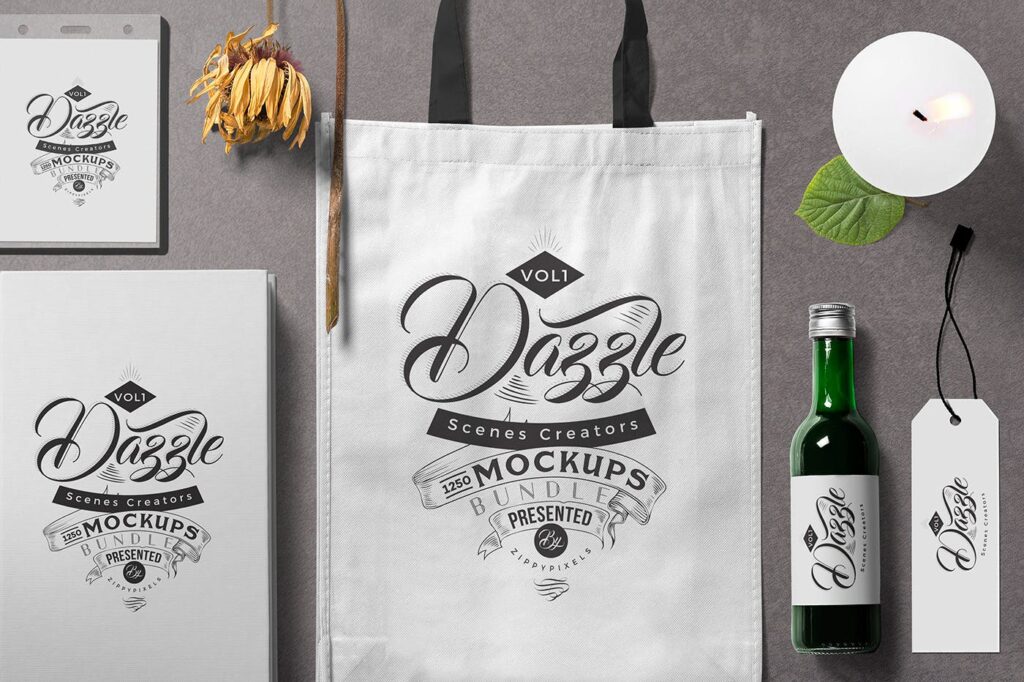 购物标签/帆布购物手提袋模型样机效果图Tote Bag Mockup Scenes 694D9F插图1