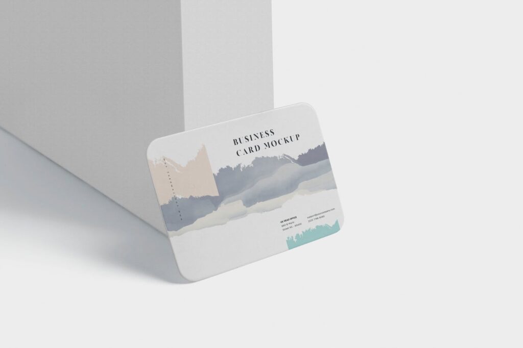 企业商务圆角名片模型样机Business Card Mockup Round Corners插图2