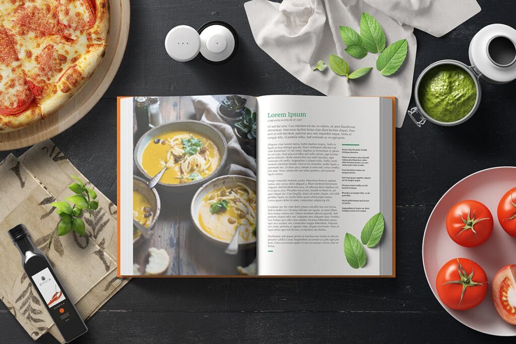 厨房烹调精装书籍模型样机下载Cook Book Mockup Kitchen Set插图2