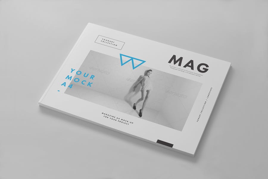 方形逼真的A4横向杂志/目录模型样机素材下载Horizontal A4 Magazine Mock up 2插图2