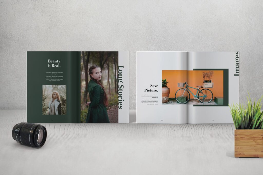 绿色色调风格简洁版式画册杂志模板素材下载Intersects Minimal Magazine Template插图2