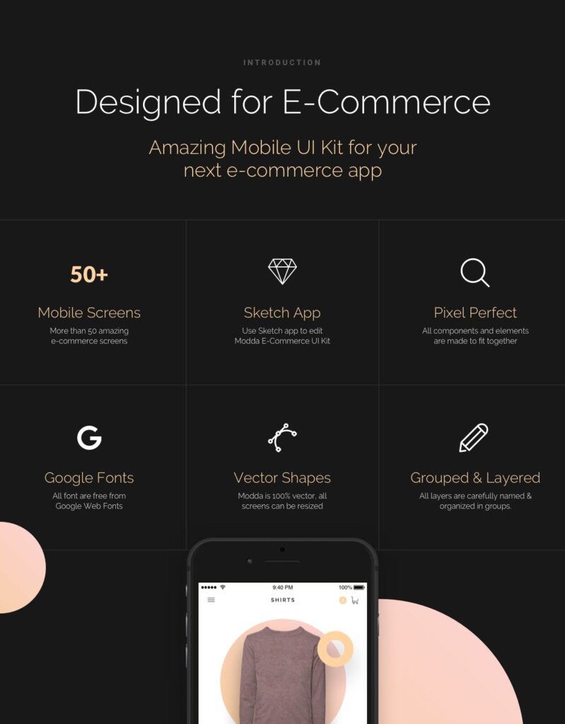 高端奢华电商购物应用程序素材模版Modda E Commerce Mobile UI Kit插图2