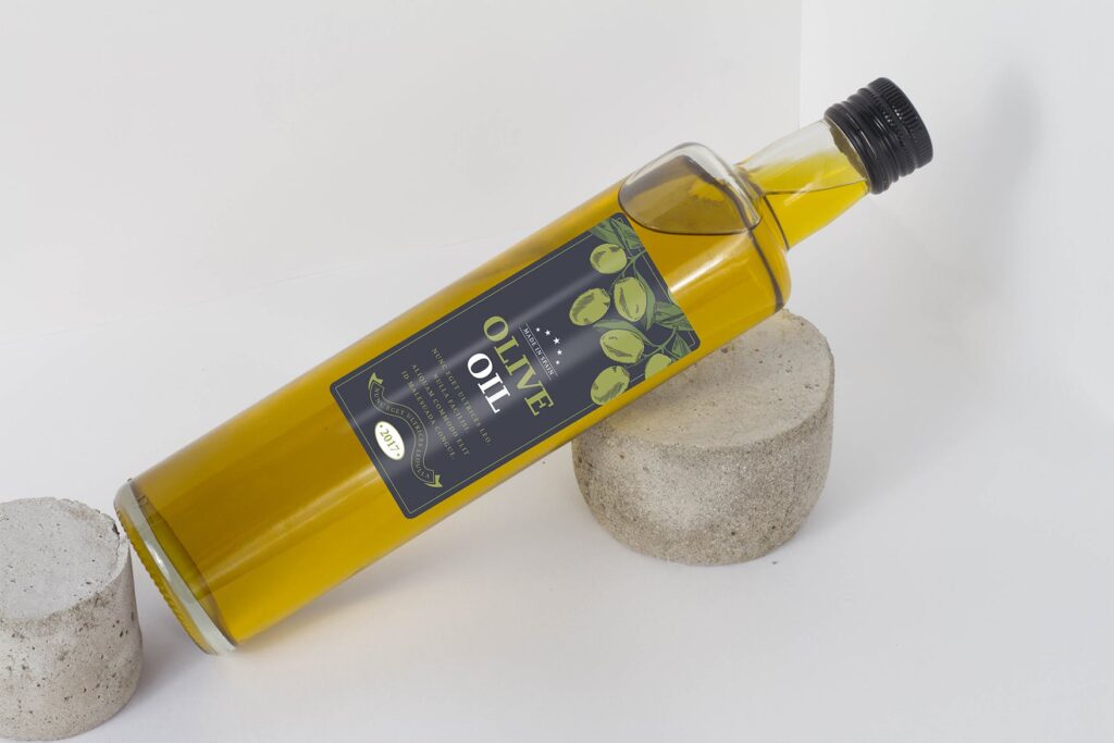 橄榄油瓶玻璃包装模型样机模型素材下载Olive oil Bottle Mock Up插图1