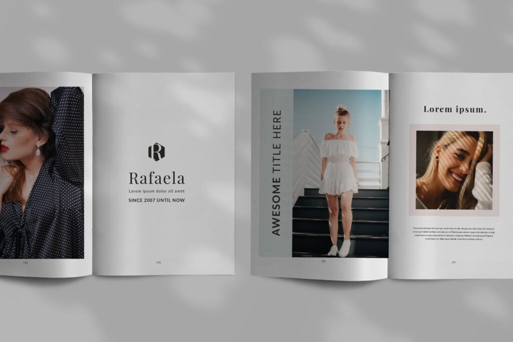 女性时尚服装品牌流行服饰展示画册杂志模板素材rafaela Lookbook Brochure 设计口袋