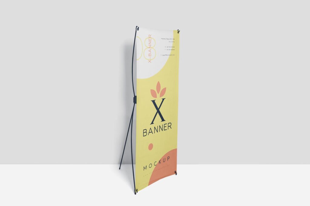 多种透视角度X-展板模型样机效果图Realistic X Banner Mockups插图2