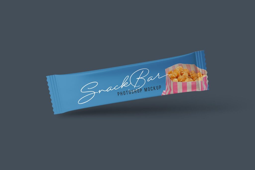 食品真空包装多角度展示模型样机下载Snack Bar Packaging Mockups插图2