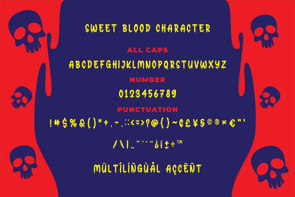 万圣节恐怖海报英文手写字体下载Sweet Blood Horror Typeface插图2