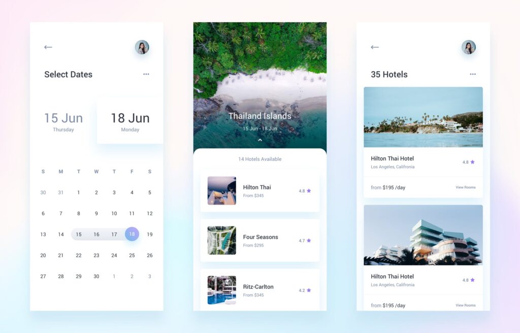 旅游和预订酒店类应用程序模板素材Travel Booking Mobile App Template UI Kit插图2