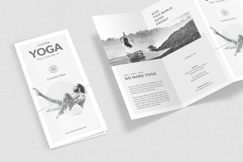 瑜伽健身三折小册子模板素材下载Yoga Trifold Brochure插图2