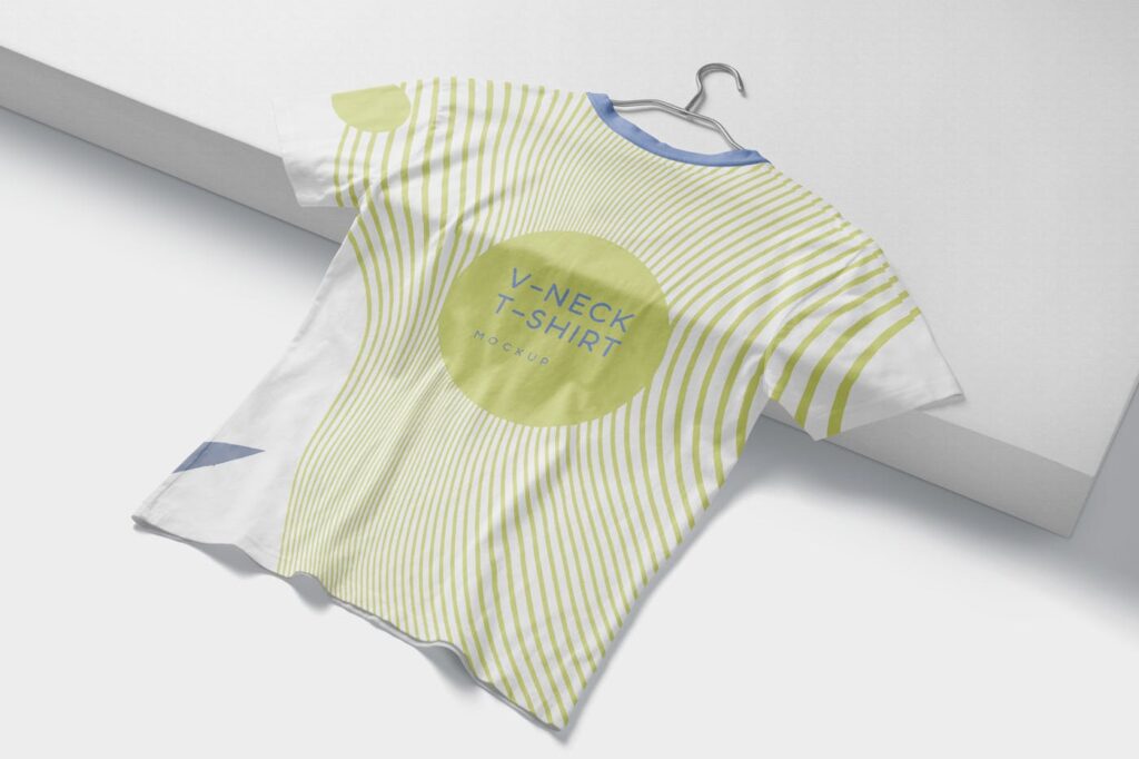 时髦的v领t恤模型/文艺活动文化衫模型样机素材下载5 Trendy VNeck T Shirt Mockups插图3