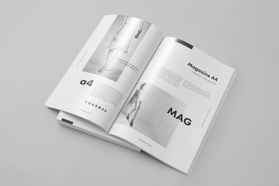 逼真的A4艺术类杂志/目录模型样机A4 Magazine Mockup 2插图2