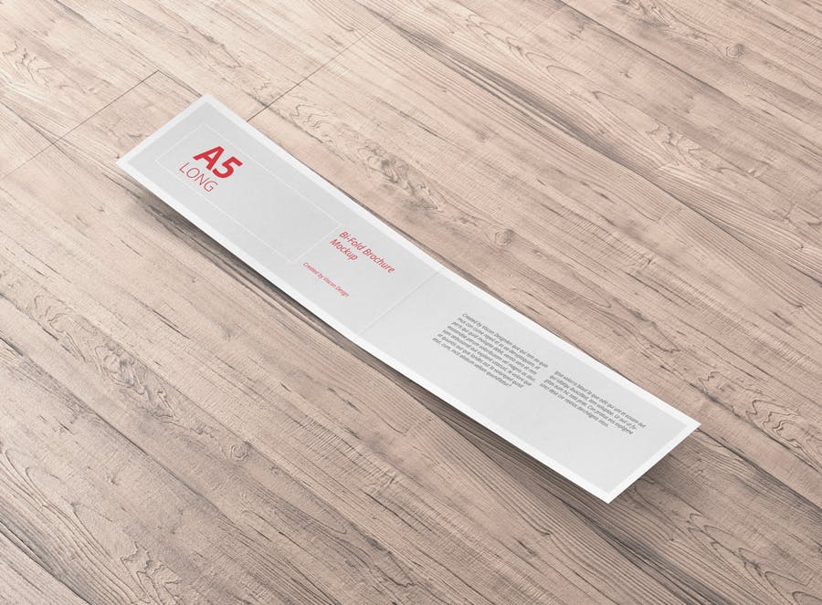 企业简约长双折页小册子psd模型样机A5 Long Bi Fold Brochure MockUp Landscape插图3