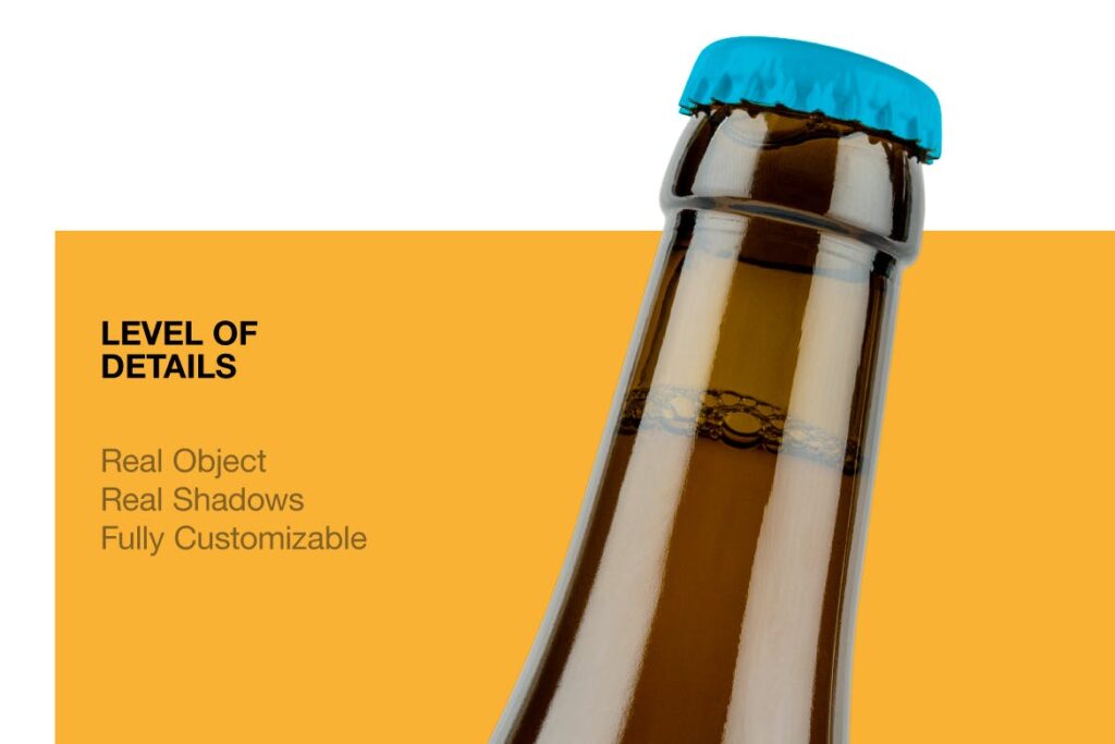 琥珀色精酿啤酒瓶模型样机展示效果图Amber Beer Bottle Mockup插图3