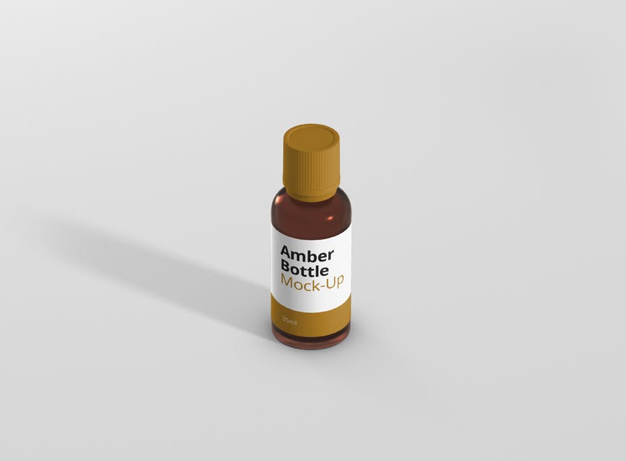 6个高品质琥珀药品瓶模型样机Amber Bottle Mockup插图3