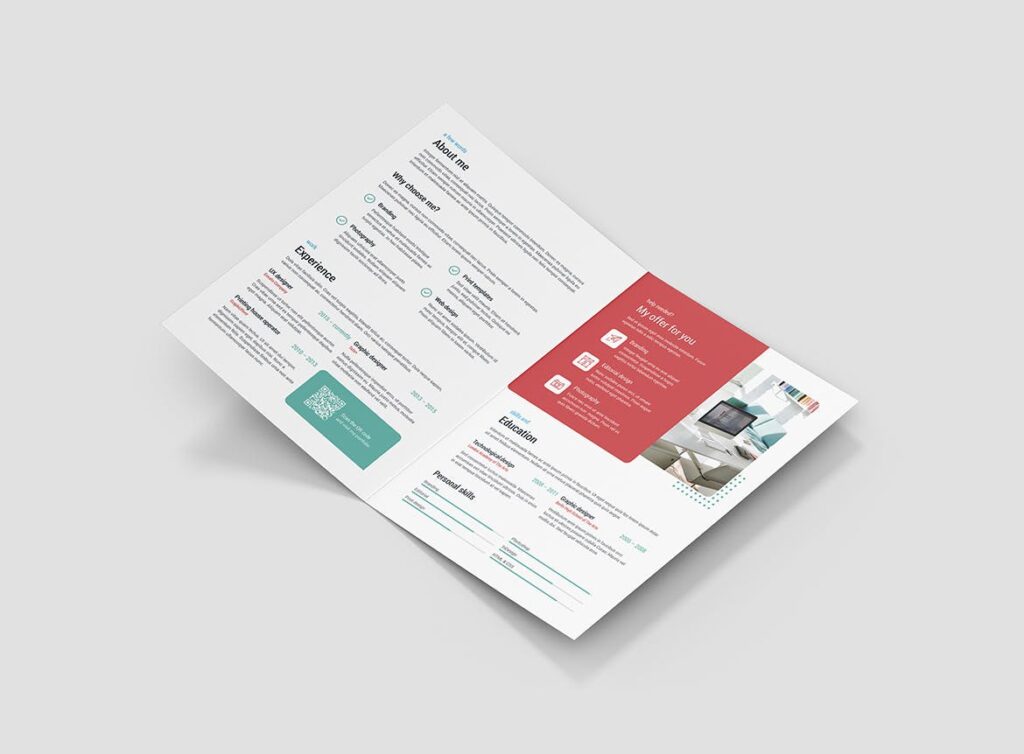 简约企业业务介绍宣传折页模板Brochure Resume Bi Fold插图3