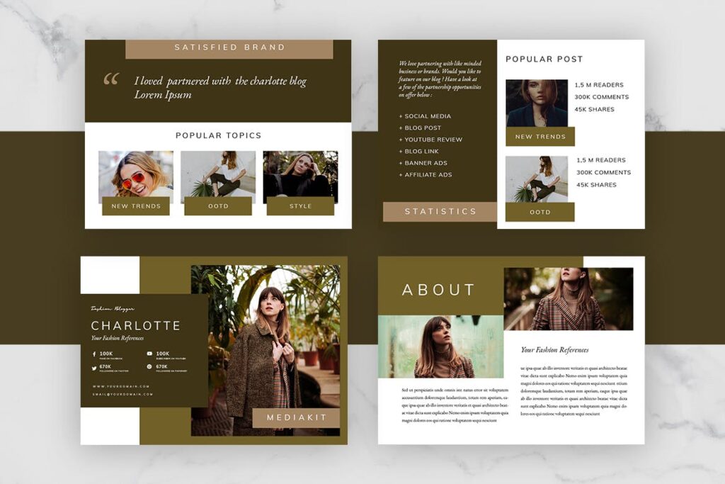 优雅时尚的博客媒体素材包模板Charlotte Media Kit Sponsorship插图3