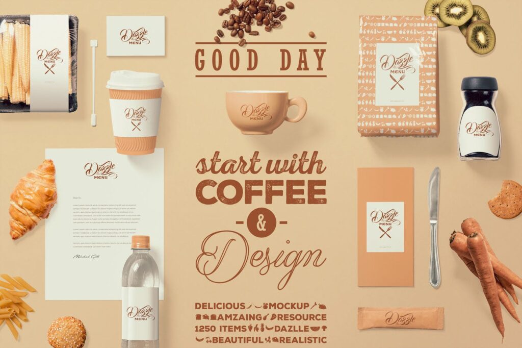 文艺咖啡店品牌VI设计样机素材下载Coffee Themed Brand Identity Mockup Scenes插图3