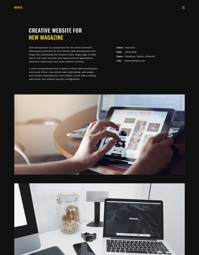 现代和创意机构和投资组合PSD模板网站素材Devfly Modern Creative Agency PSD Template插图3
