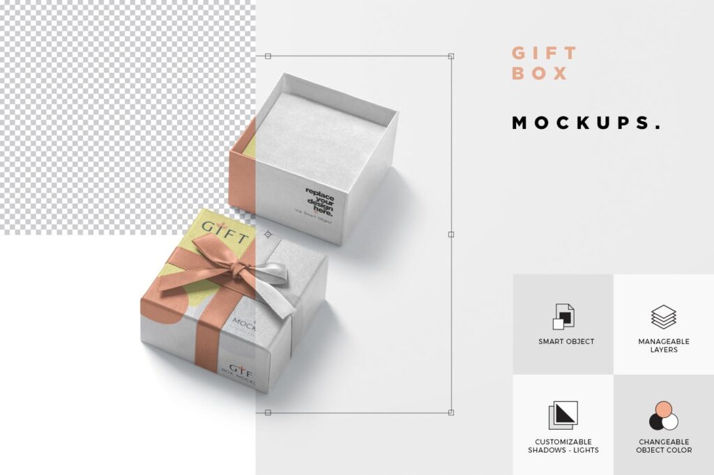 生日禮盒包裝模型樣機效果圖gift box mockups jsxck-設計口袋