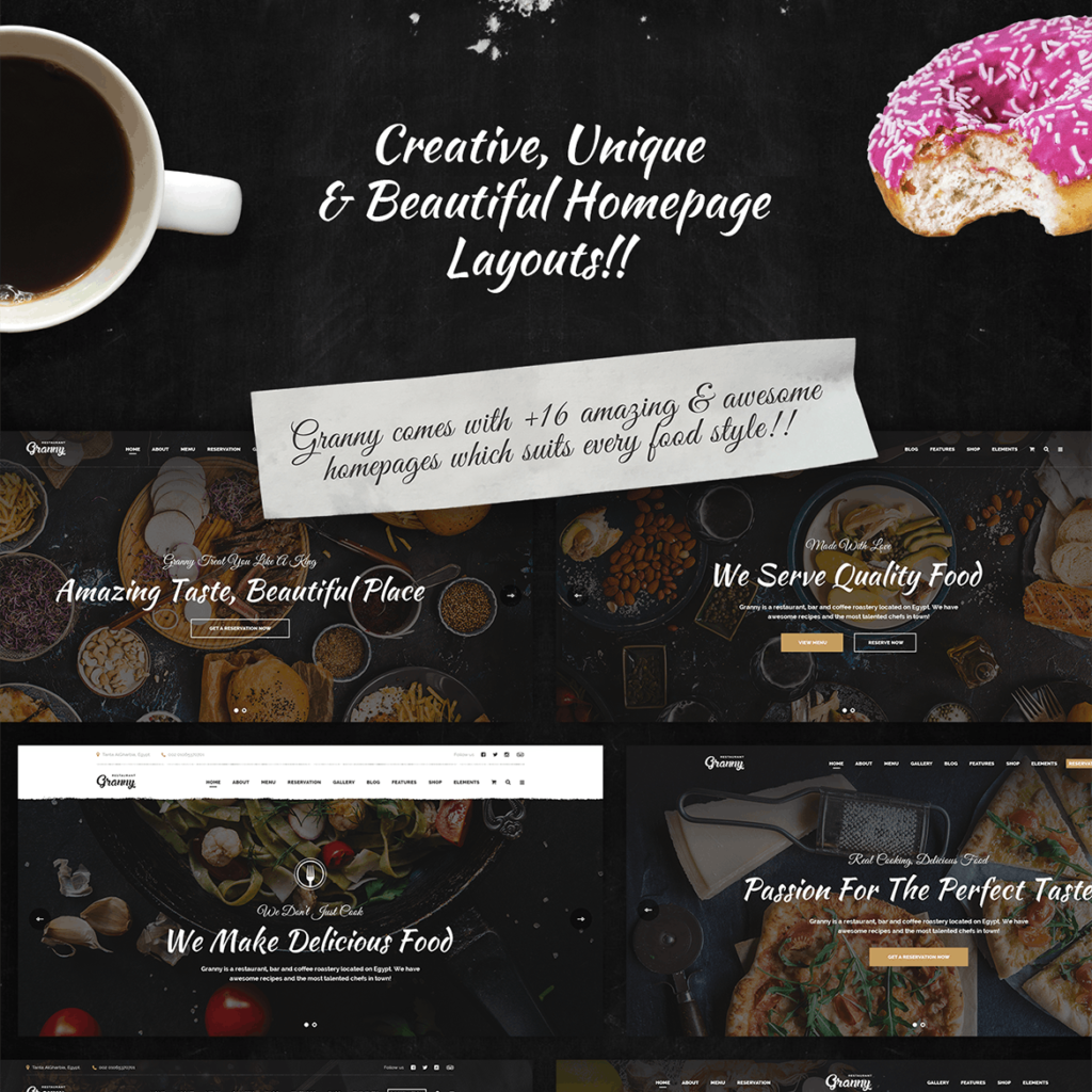 餐饮品牌主题餐厅企业网站素材模版Granny Elegant Restaurant Cafe PSD Template插图3