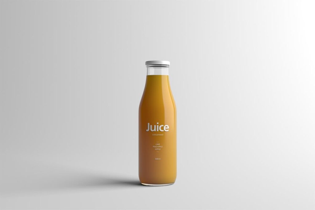 果蔬料理/果汁饮料玻璃包装瓶样机模型下载Juice Bottle Packaging MockUp N93XB8插图2