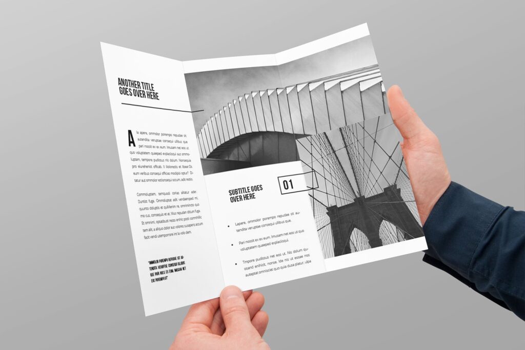 简约的黑白建筑业务介绍三折页模板Minimal Black White Architecture Trifold插图2